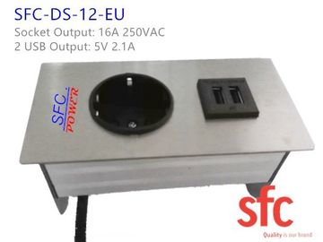 5v 2.1A Outlet Daya Furniture Meja Tertanam Dengan Single EU Plug / Dual USB Pengisian