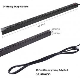 Metal 24 Way Multi Outlet Power Strip Dengan 15 &amp;#39;Ultra Long Extension Cord Amerika