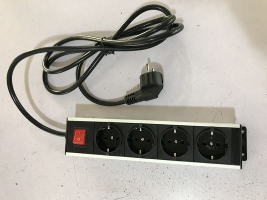 Alu Shell 4 Outlets European Power Strip Bar With Line Attached 2.0m Wire