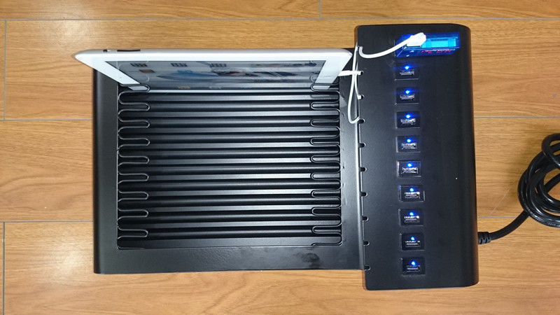 Stainless Steel 10 Port Tabletop USB Charging Station Untuk Elektronik / Ipad / Ponsel