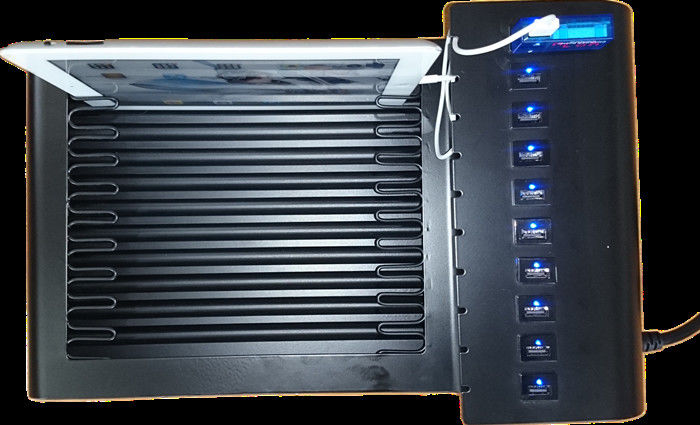 Stainless Steel 10 Port Tabletop USB Charging Station Untuk Elektronik / Ipad / Ponsel