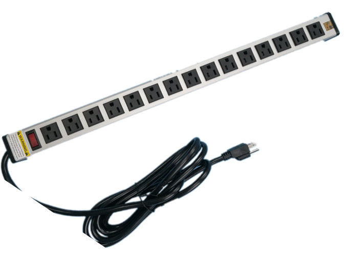 15 Way Receptacle Horizontal Multi Outlet Power Strip UL Disetujui Dengan Perlindungan Surge