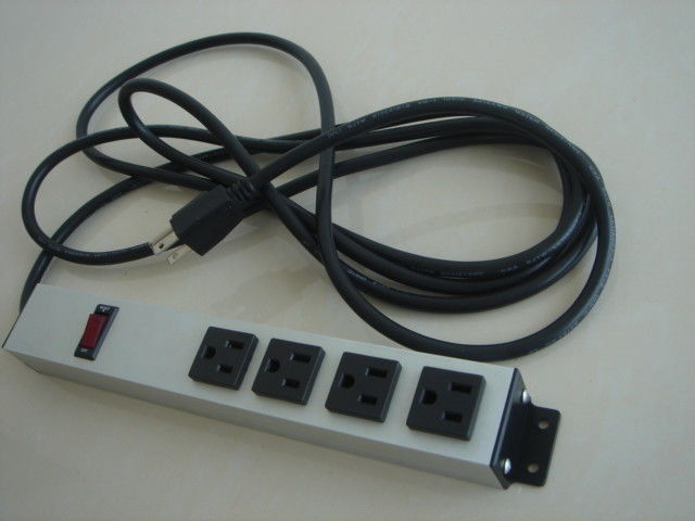 Waterproof Rack Mount PDU Power Jalur 4 Way, Multi Port Extension Cord Heavy Duty