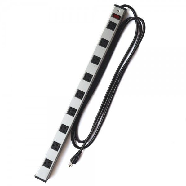 9 Ft Grounded Extension Cord Power Bar 9 Outlet Dengan 15Amp Circuit Breaker Terpadu