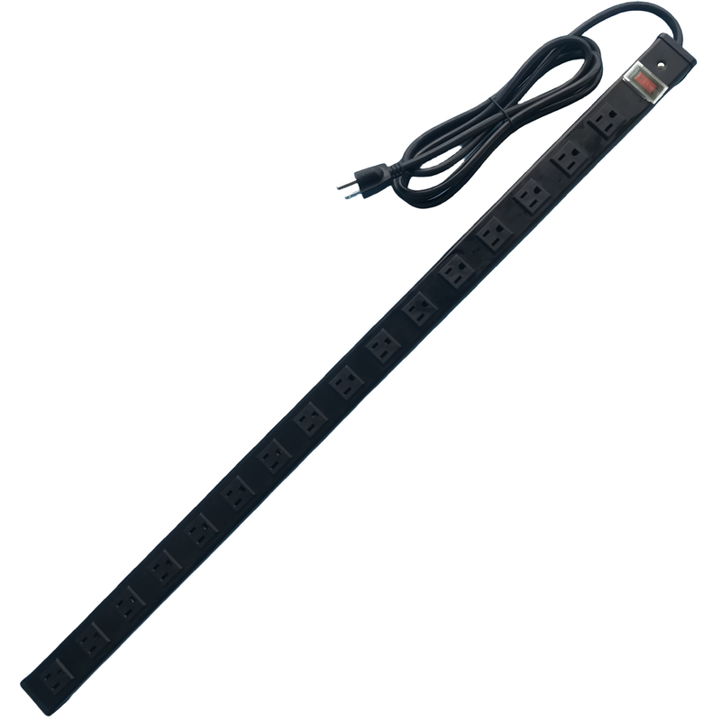 Strip daya multi outlet arus 15A dengan 16 Jack Standar 3-prong UL Approval US Socket