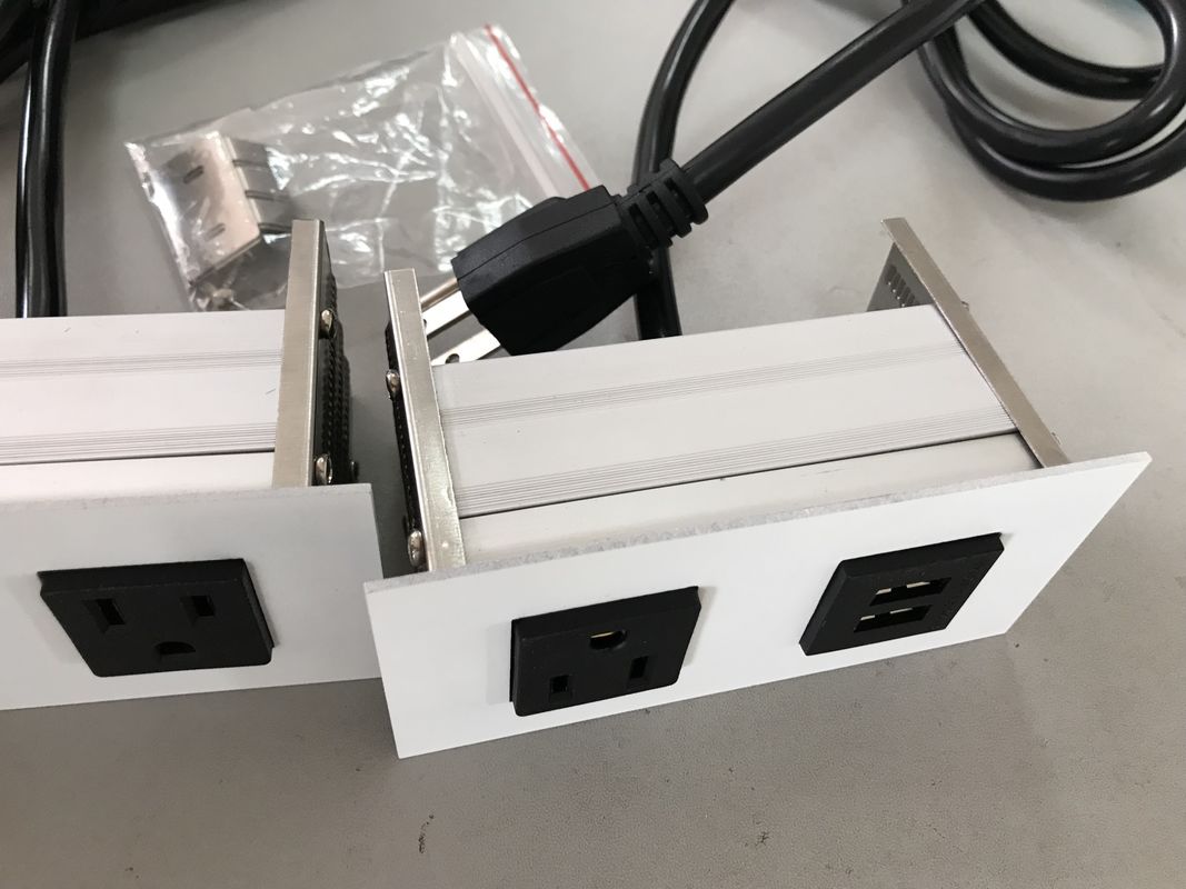 Soket Daya Desktop Tersembunyi Dengan 1 Outlet / 2 Port USB, Stopkontak Faceplates dari stainless steel