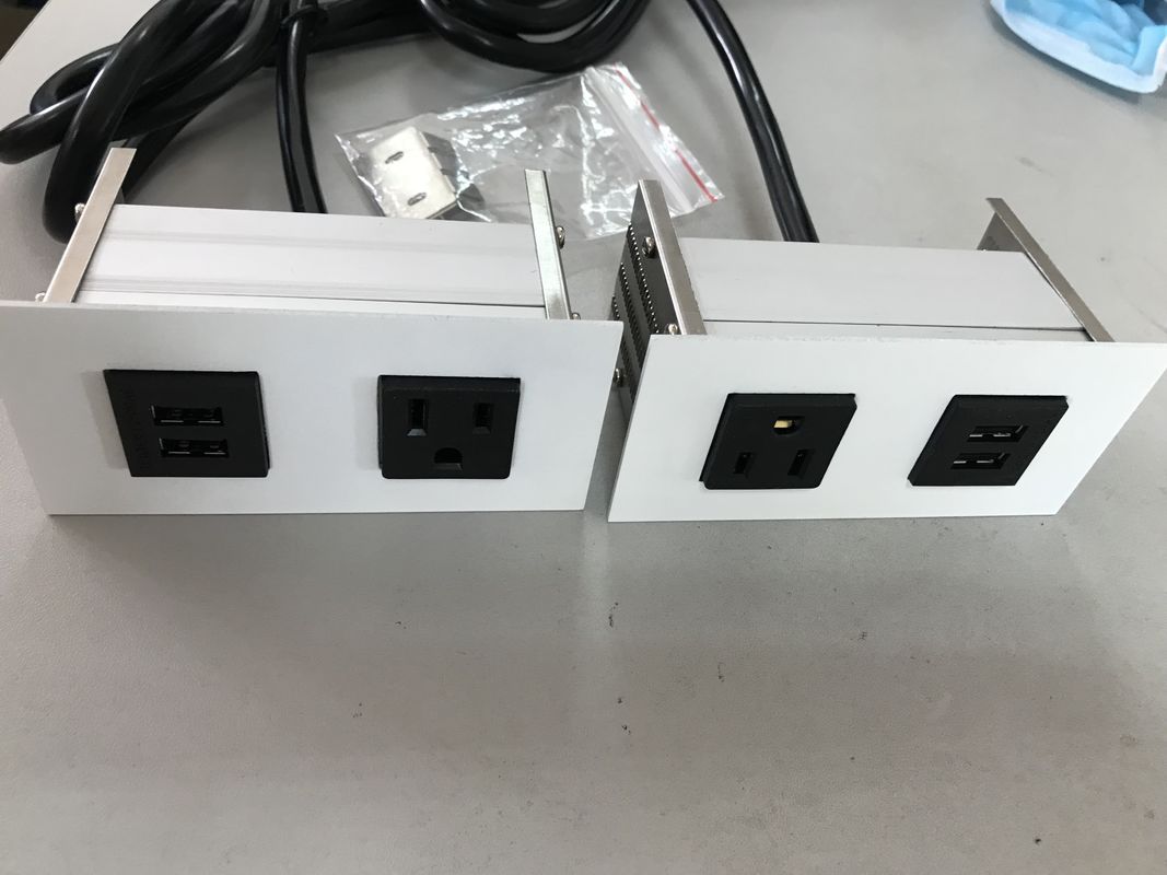 Soket Daya Desktop Tersembunyi Dengan 1 Outlet / 2 Port USB, Stopkontak Faceplates dari stainless steel