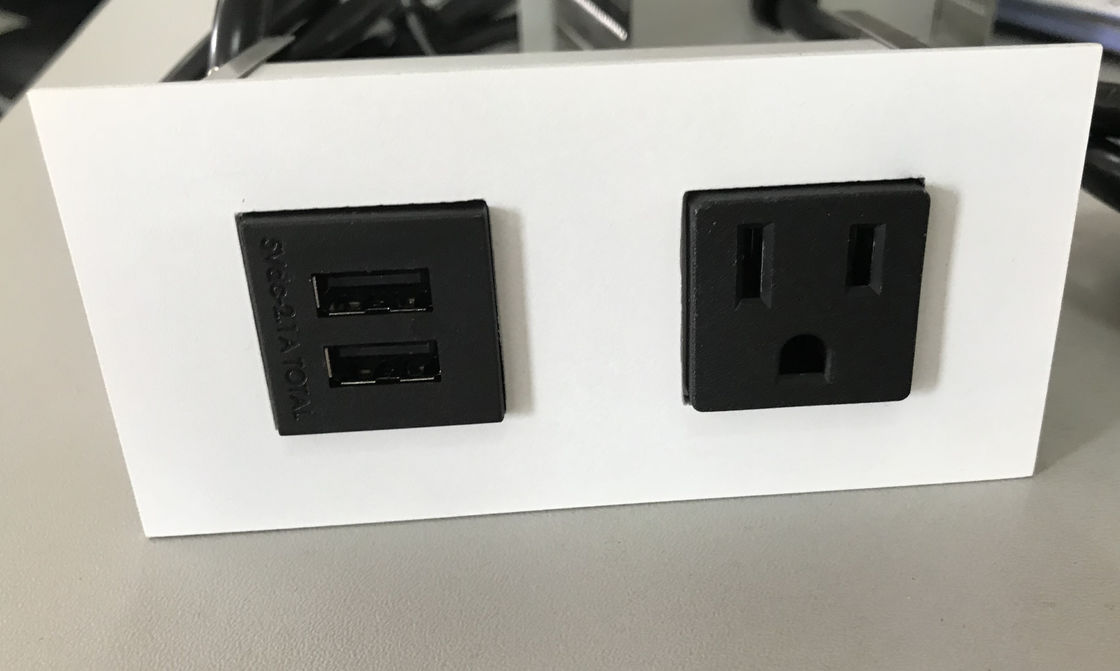 Soket Daya Desktop Tersembunyi Dengan 1 Outlet / 2 Port USB, Stopkontak Faceplates dari stainless steel