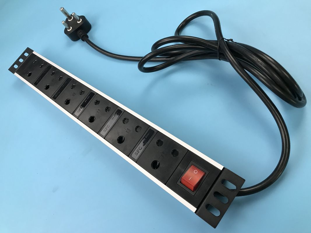 6 Outlet Multi Soket Strip Daya, Pemasangan Logam Datar Plug Afrika Selatan Power Bar Vertikal
