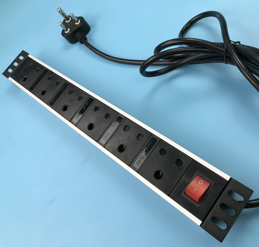 6 Outlet Multi Soket Strip Daya, Pemasangan Logam Datar Plug Afrika Selatan Power Bar Vertikal